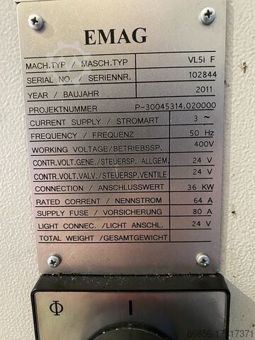 Vertikaldrehmaschine Emag VL 5i und weitere