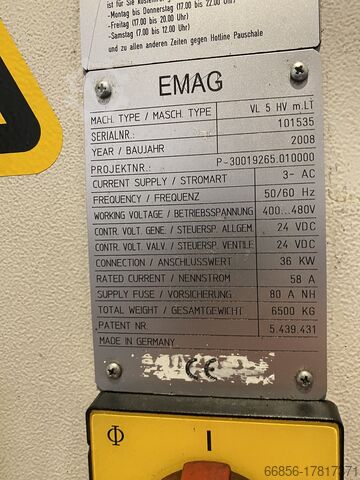 Vertikaldrehmaschine Emag VL 5i und weitere