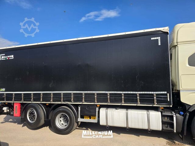 Flatbed truck with tarp Iveco SWAY 460 CENTINATO 7,40 SPONDA RETARDER