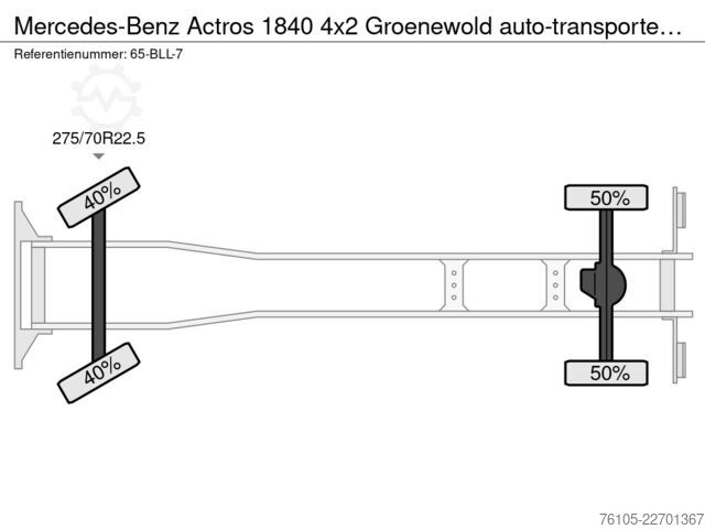 Car transporter Mercedes-Benz Actros 1840 4x2 Groenewold auto-transporter, 9 ...