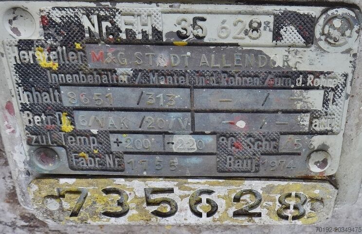 8651 litre pressure vessel / reactor made of V2A with frame blade agitator  9203