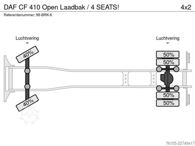 Ladepritsche DAF CF 410 Open Laadbak / 4 SEATS!