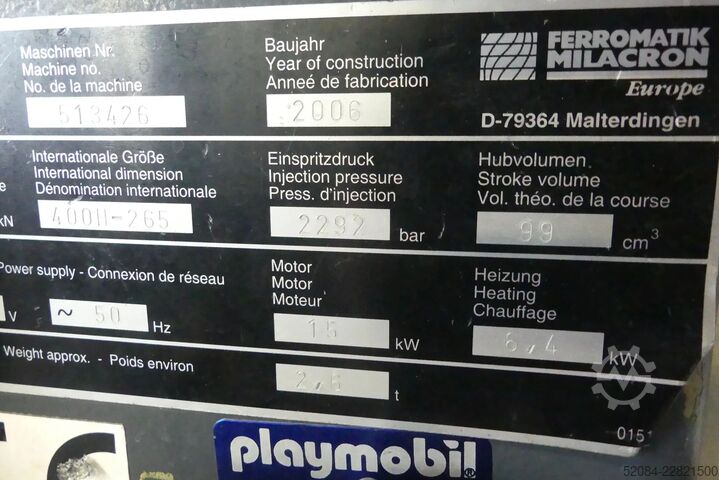 Spritzgießmaschine inkl Peripherie FERROMATIK MILACRON K-TEC 40