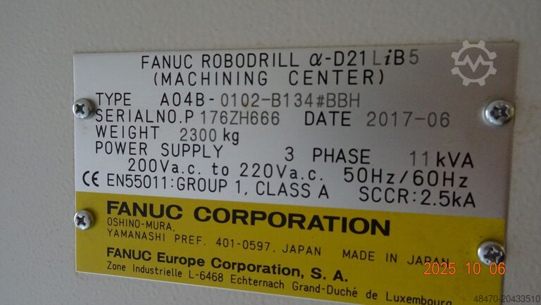 Vertikales Bearbeitungszentrum FANUC Robodrill Alpha D21LiB5