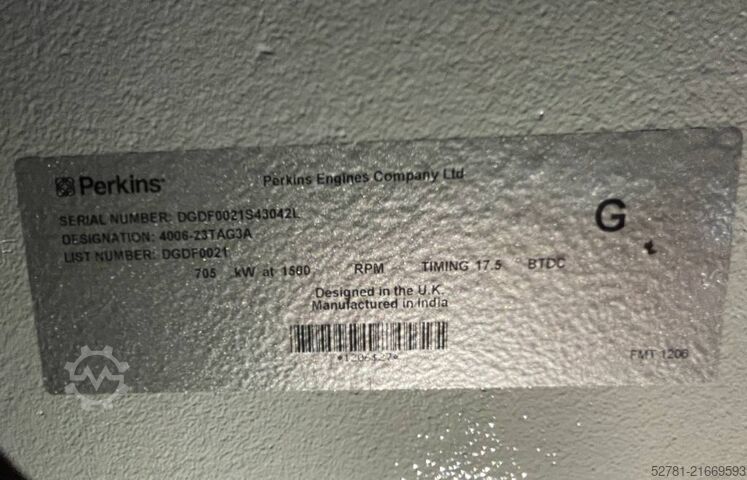 Generator set Perkins 4006-23TAG3A - 900 kVA Generator - DPX-19818