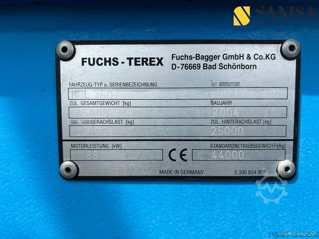 Mobilbagger Fuchs Terrex MHL360D/Umschlagbagger/Ausleger 18m
