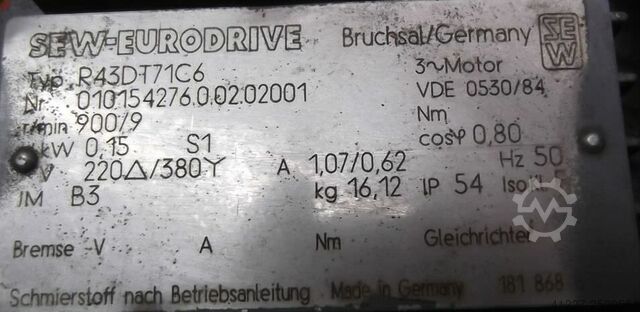 Gear motor 0.15 kW 9 rpm SEW-EURODRIVE R43DT71C6