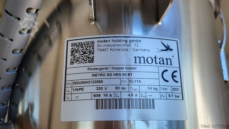 Dry air dryer with material extractor Motan Luxor LS 80