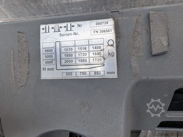 Electric 4-wheel forklift Jungheinrich EFG 430 G+E115-550DZ / tripl. Zinkenversteller //