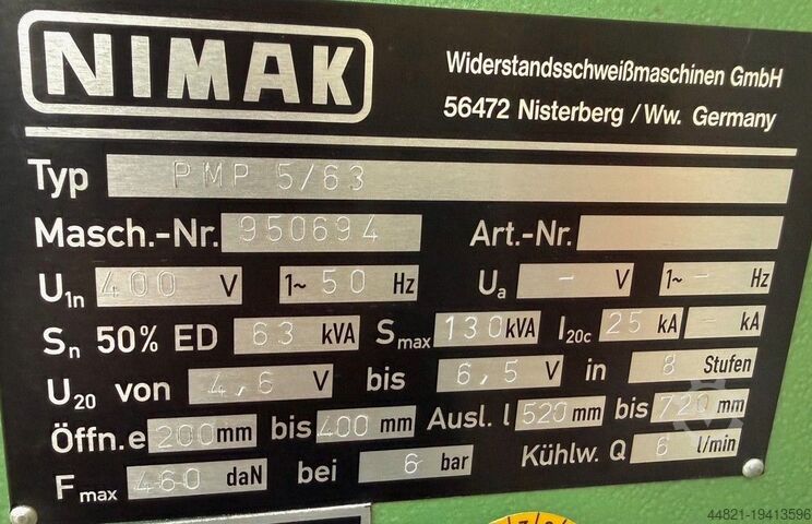 Spot welding machine NIMAK PMP 5/63