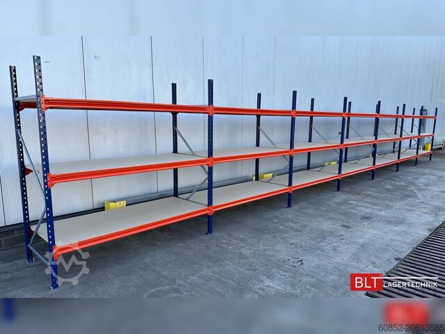 Wide span rack ca. 28,55 lfm. Weitspannregale H: 200 cm T: 80 cm , 400 kg Fachlast , 3 Ebenen