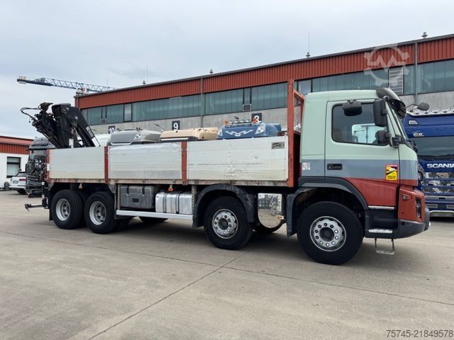 Flatbed truck VOLVO FMX 460 * 8 X 4 * PRITSCHE HIAB KRAN 10 M *B & B