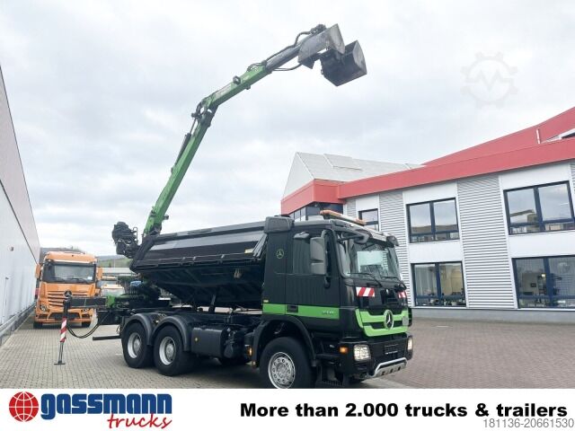 Tipper truck Mercedes-Benz Actros 3341 K 6x4, Bormatik links, Heckkran Penz