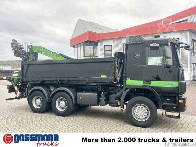 Tipper truck Mercedes-Benz Actros 3341 K 6x4, Bormatik links, Heckkran Penz