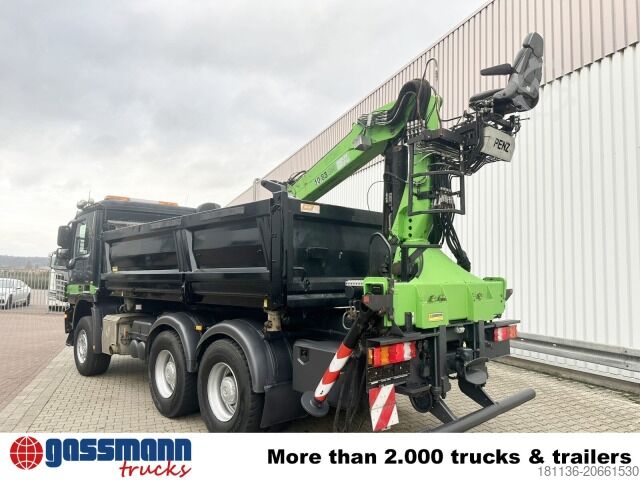 Tipper truck Mercedes-Benz Actros 3341 K 6x4, Bormatik links, Heckkran Penz