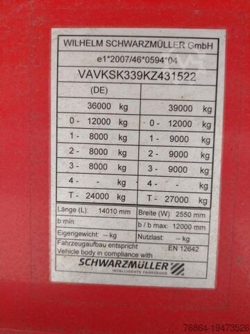 Tipper semitrailer SCHWARZMüLLER K10VLN3 STAHLMULDE, PORTALTüREN, ALUFELGEN, LIFTACHSE, 60M3
