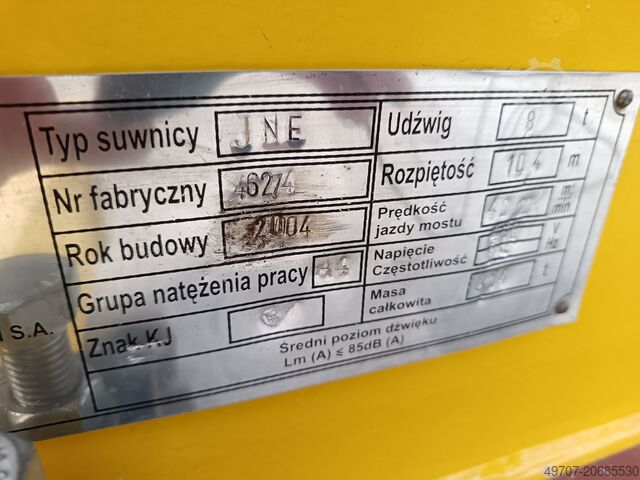 Brückenkran H:9m, Span:10.4m GZUT/SWF LNE 8t