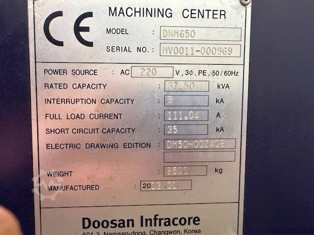 Vertical machining center DOOSAN DNM 650