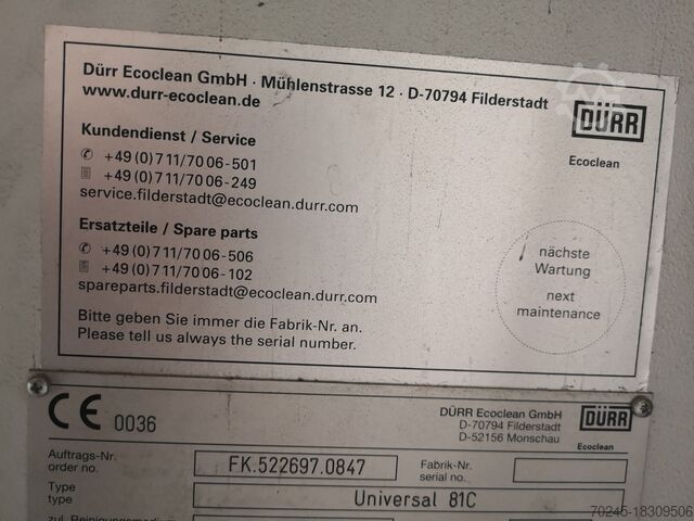 Washer DÜRR ECOCLEAN UNIVERSAL 81 C - CARBON