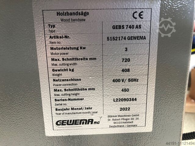 Bandsäge Gewema GEBS 740 AS