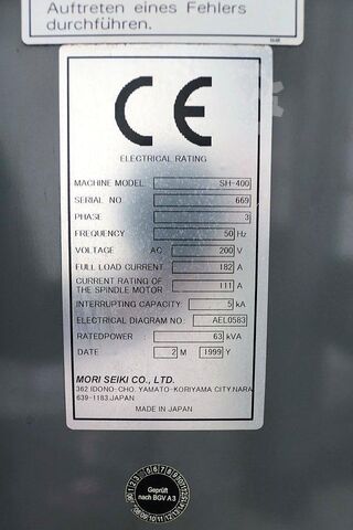 Horizontal machining center MORI SEIKI SH 400