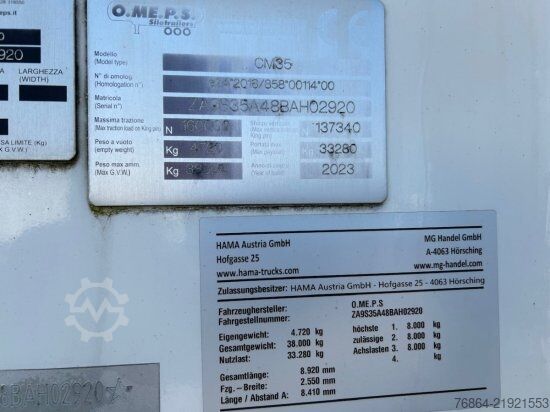 Silo semitrailer  O.M.E.P.S CM35, SILOAUFLIEGER, SAUG-DRUCK,  ALUFELGEN, LIFTACHSE