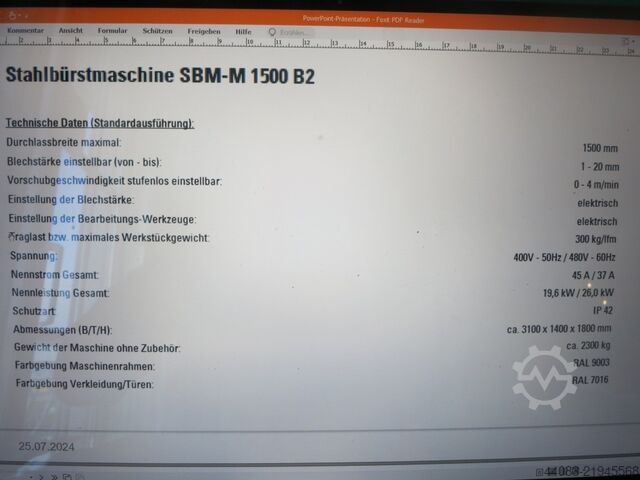 Schleif - Bürstanlage LISSMAC SBM –L 1500 G1S2 + SBM –M