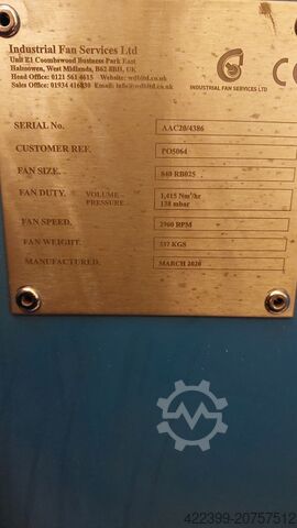 Hochdruckventilator Industrial Fan Services Ltd. High pressure fan
