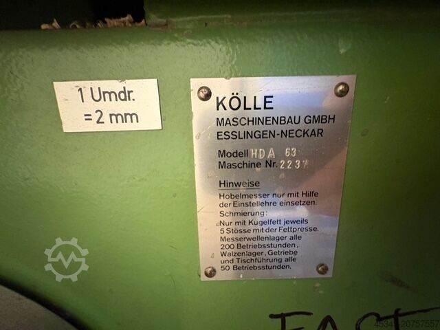 Dickenhobelmaschine Kölle HDA 63