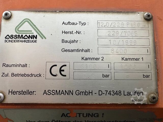 Saugfahrzeug Mercedes-Benz Actros 3340 6x6 Kanalreinigung + Wasserruckgewi...