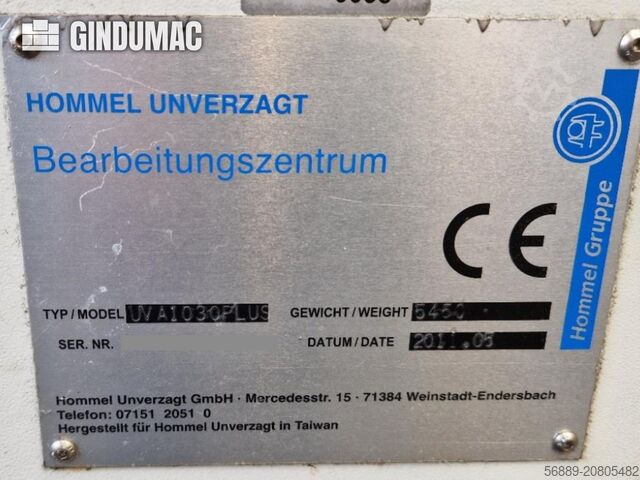 VERTIKALES BEARBEITUNGSZENTRUM HOMMEL UNVERZAGT UVA 1030 PLUS