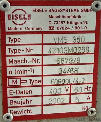 Cold saw BEHRINGER-EISELE VMS 350