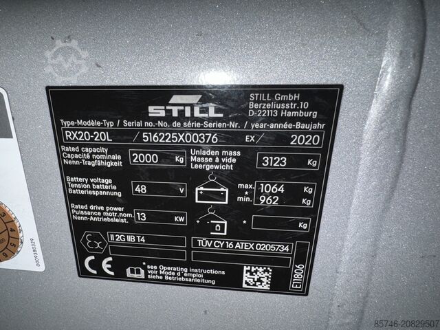 RX 20 - 20 L * Atex Miretti EX 2G / Zone 1 * Triplex FFL !! STILL RX 20 - 20 L * Atex Miretti EX 2G / Zone 1 * Triplex FFL !!