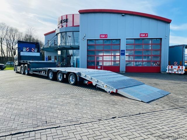 Low loader semitrailer Gabelstapler/Arbeitsbühnentransporter Klapprampe
