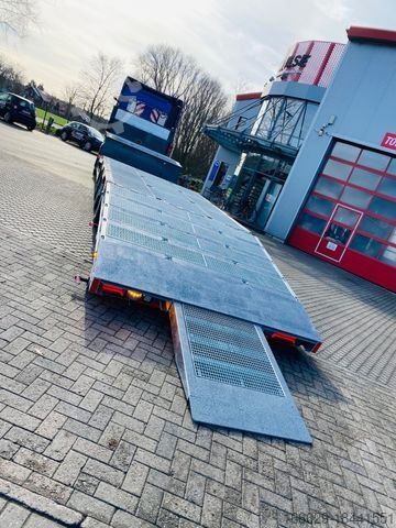 Low loader semitrailer Gabelstapler/Arbeitsbühnentransporter Klapprampe