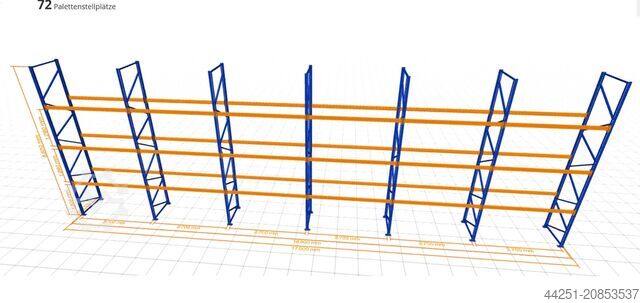 17.10 m Jungheinrich type T pallet racking, 5.6 m high, 4 levels, heavy-duty racking Jungheinrich Typ T