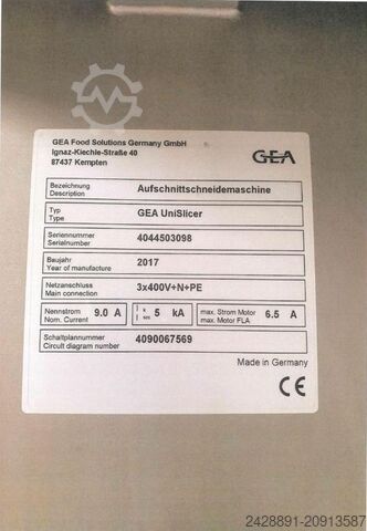 Cutting, packing, and weighing line GEA UniSlicer, PowerPak, Check 4000
