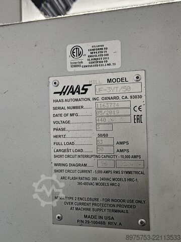 Vertical machining center Haas VF-3YT/50
