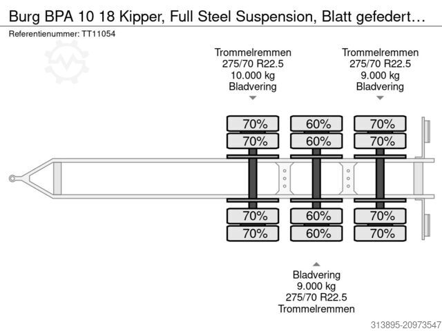 Container transport Burg BPA 10 18 Kipper, Full Steel Suspension, Blatt ...