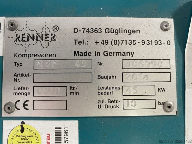 Schraubenkompressor Renner Kommpressoren RSF 85