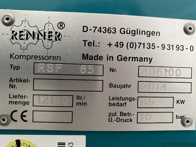 Schraubenkompressor Renner Kommpressoren RSF 85
