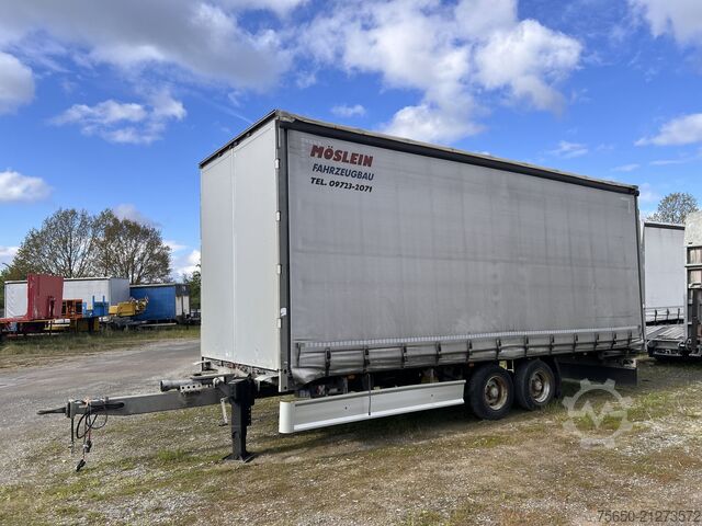 Open trailer with tarp Möslein TPF 11-D Schwebheim  Tandem- Planenanhänger Durchladen