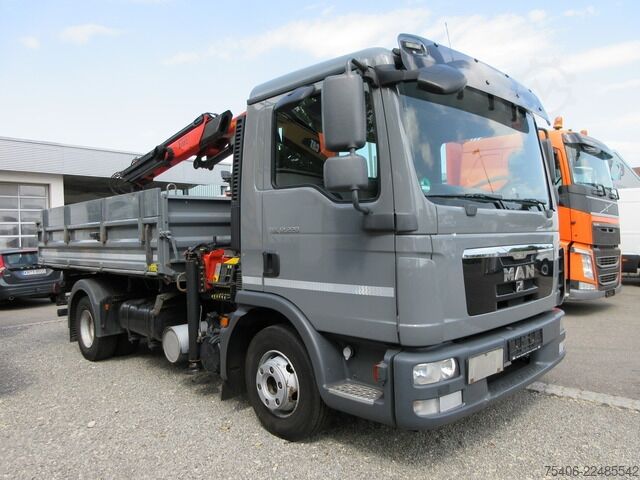Three-sided tipper truck man TGL 12.220 4x2 BB,Palfinger PK8501,Schrottspinne