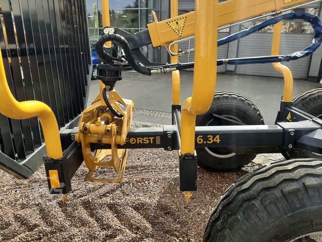 Log trailer Uniforest Rückehänger Uniforst 6.34 mit Kran
