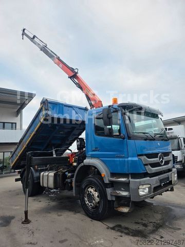 Three-sided tipper truck MERCEDES-BENZ Axor 1829 / 13m Palfinger Kran FUNK / Meiller