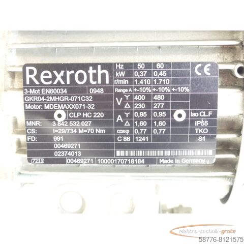 Rexroth motor Rexroth MDEMAXX071-32 + GKR04-2MHGR-071C32  MNR: 3 842 532 027 SN:170718184