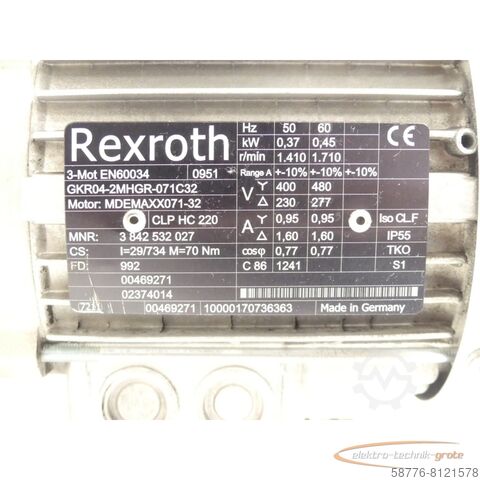 Rexroth motor Rexroth MDEMAXX071-32 Motor + GKR04-2MHGR-071C32 Getriebe MNR: 3 842 532 027