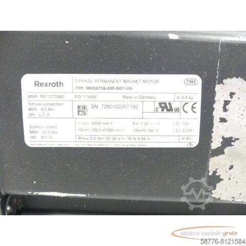 Rexroth motor Rexroth MHD071B-035-NG1-UN MNR: R911272383 SN:7260102007192