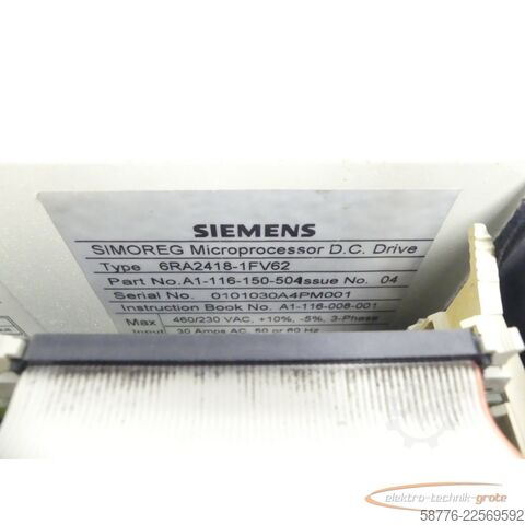 Component Siemens SIMOREG 6RA2418-1FV62 K - Stromrichtergerät SN: 0101030A4PM001