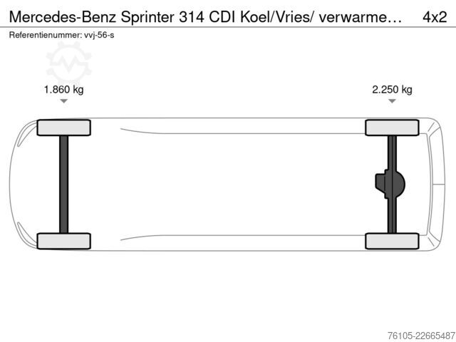 Refrigerated/freezer transport (delivery van) Mercedes-Benz Sprinter 314 CDI Koel/Vries/ verwarmen 220 volt...